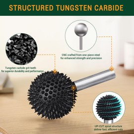 Extreme Coarse Sphere Rotary Burr, 1⁄4" Shaft, Ball Shape Rotary Rasp bit for Wood carving-fit Bosch,Foredom, DeWalt, Milwaukee Tools- Abrasive Tungsten Carbide Rasp Sphere, 1-1/4"(32mm) Head Diameter