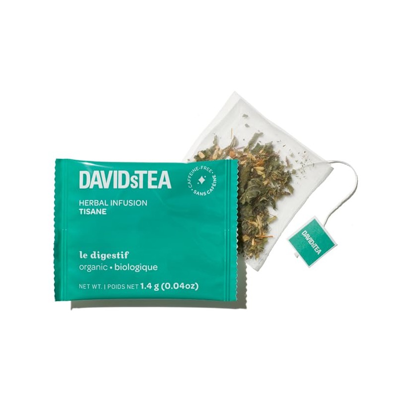 DAVIDsTEA Organic Le Digestif Herbal Tea, caffeine-free, 12 tea bags
