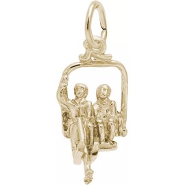 Rembrandt Gold-Plated Sterling Silver Two Person Ski Lift Charm by Rembrandt