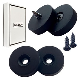 NEODY SR-0104-B Strong Neodymium Magnets with Screws for Perforated Magnets Silicon Ring (1.1 x 1.1 x 0.3 inches (28 x 28 x 7 mm) Black Set of 4