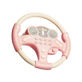 F Fityle Simulated Steering Wheel Portable Driving Controller Kids Sound Game Sensory Car Driving Simulated Toy for Boy Kids Girl Baby, pink