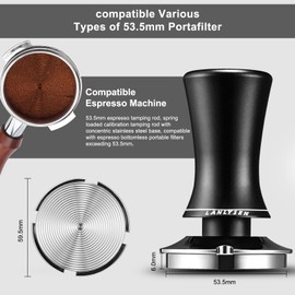 LANLYSEN 53.3mm Espresso Tamper - Spring-loaded Loaded Calibrated Barista Tamper - Stainless Steel Base Tamper for Espresso Machine, Depth-adjustable 53.3mm Portafilter Basket