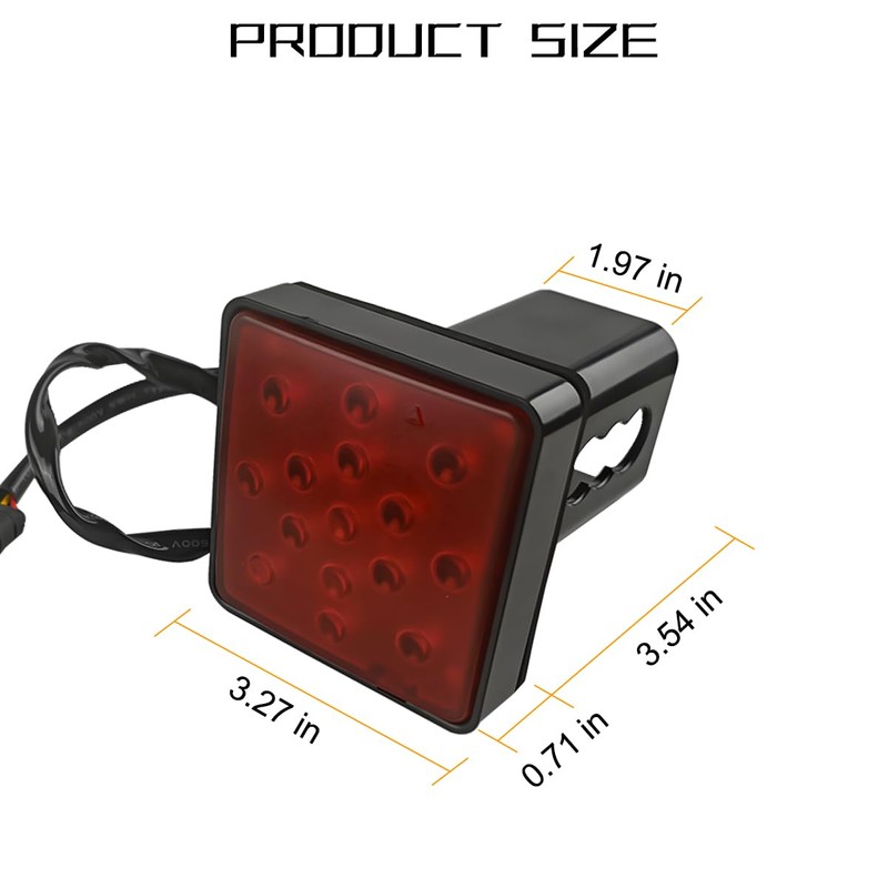 HZEL Trailer Hitch Receiver Cover with 15 LED Brake Lights,