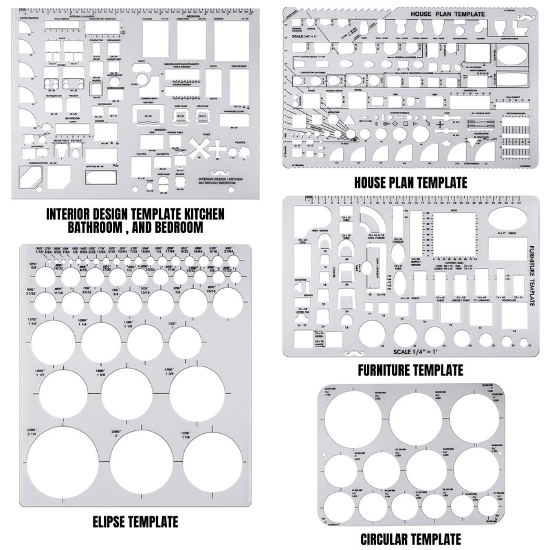 Zonon 10 Pcs Plastic Drawing Template Ruler Geometric Drawing 12