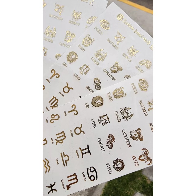 Rainbow Decal Nails Stickers Tatuajes Uñas Signos Zodiacales, Horoscopos 6