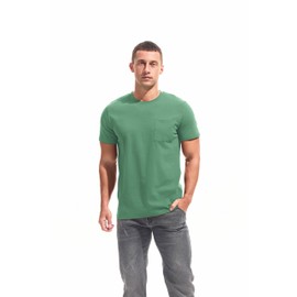 VEIISAR Men's Pocket T-Shirt - Mens Cotton Elastic Tees Soft Fitted Classic Tshirts Green XXL