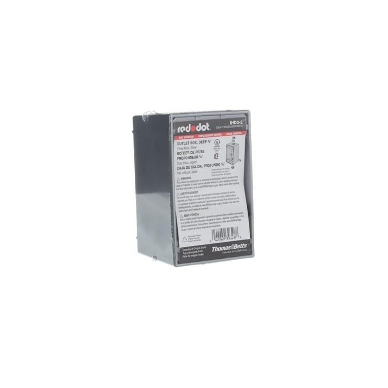 Red Dot IHD3-2 Deep Universal Weatherproof Box, 1-Gang, 3 Holes,