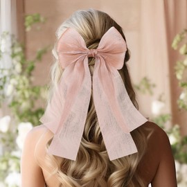 YanJie Big Hair Bows Chiffon Hair Clips Black Women Barrettes Hair Ribbons Fabric Hair Bows Girls Large Hair Clip French Hairpin Girl Hair Accessories