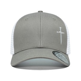 Christian Hats for Men Women,Jesus 3 Nail Cross Hat Christian Religious Gifts for Birthday/Christmas,Grey and White