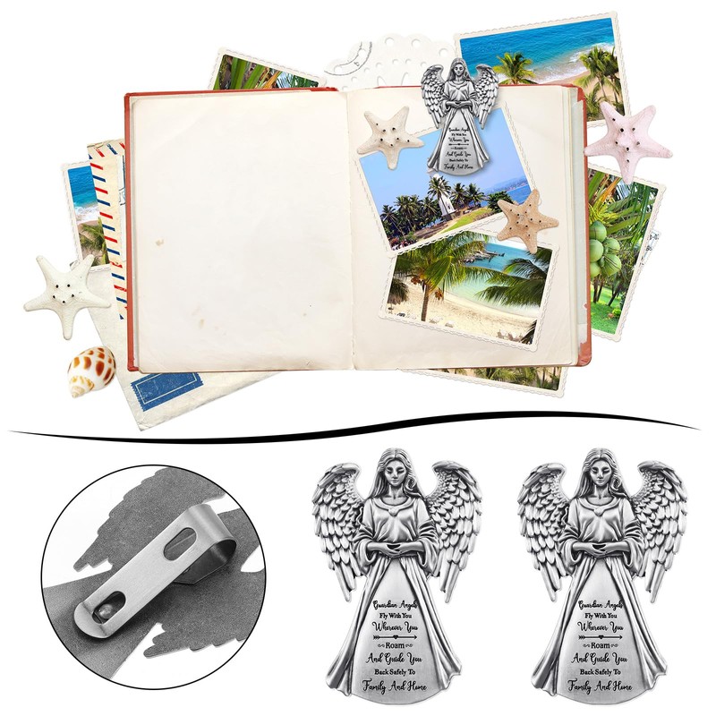 BBTO 2 Pcs Guardian Angel Sun Visor Clip Bless Travel