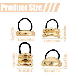 4 Stück Haargummis aus Metall, Haargummi für Pferdeschwänze, Haarmanschetten für Pferdeschwanz, Metall Haar Manschette Haargummi Gold