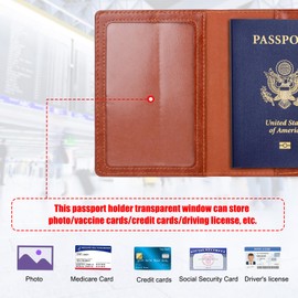TIGARI Passport Holder for Travel, Slim Passport Cover for Women Men, Leather Passport Case Protector with Waterproof Slot, Family Vacation Plane Cruise Travel Essentials