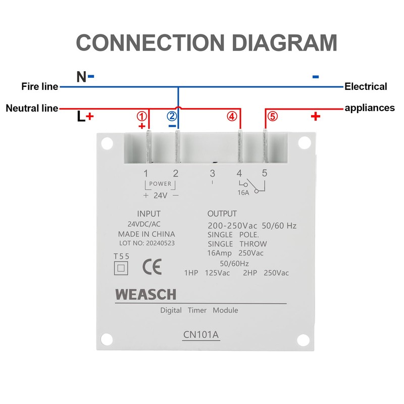 Weasch Timer Switch, CN101A, DC/AC 12V 16Amp, Digital LCD Power
