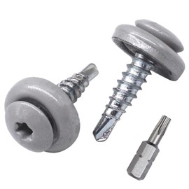 SKIR'CO (40 Pieces) Roofing Screws 4.8 x 20 mm Painted Self-Drilling Screws with EPDM Washers, Torx Head (White Aluminium RAL 9006)