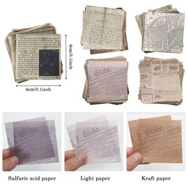 Gnognauq 300 Pcs Vintage Scrapbook DIY Material Paper Pack News Paper Letter Decorative Antique Retro Natural Collection Art Craft Diary Journal Embellishment Supplies