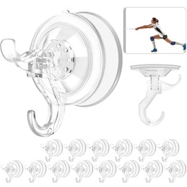 AENTGIU 15 Pack Clear Suction Cup Hooks with Adhesive Suction Tab, Heavy Duty Shower Hooks Hold up to 11LB, Removable Strong Wreath Hanger with Hooks Hanging On Glass, Windows, Doors, Mirrors，Wood.