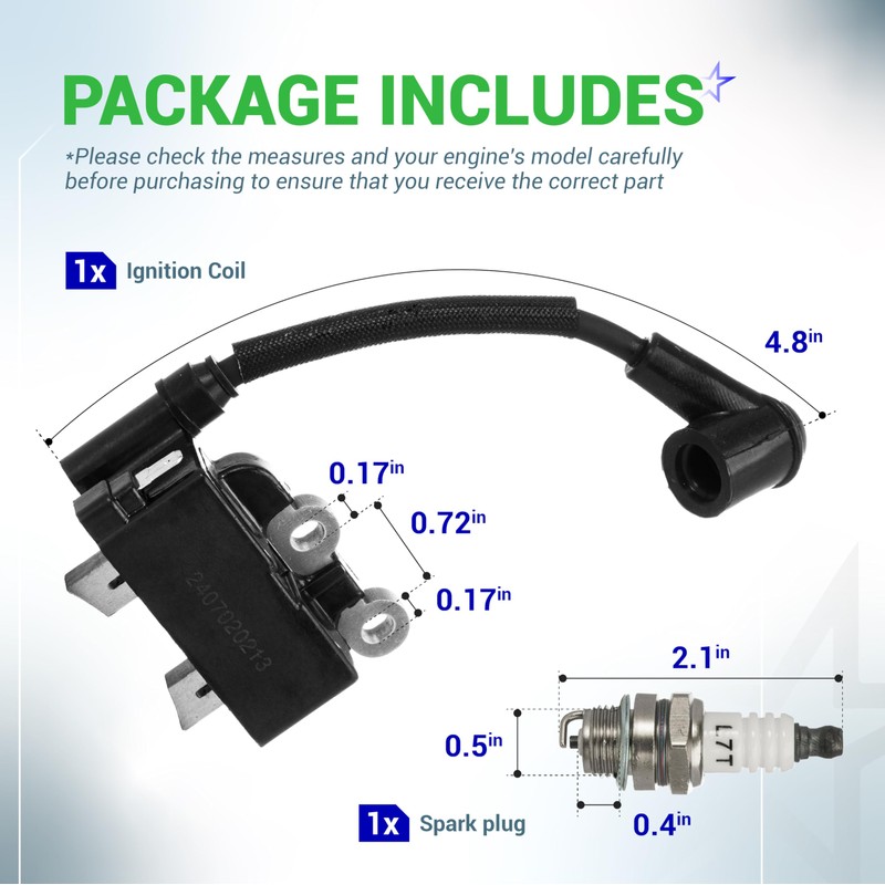 BlueStars 291337001 Ignition Coil with Spark Plug - Compatible with
