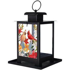 Carson 12" Cardinal Pair Bird Feeder - Cardinal Bird Feeder - Country Home Decor for Porch - Hanging Bird Feeder for Country Home Decor - Floral Bird Feeder
