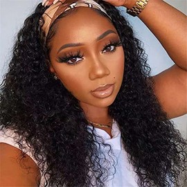 Aiterina Peluca Con Diadema, Onda Profunda, Cabello Humano, 18 Pulgadas, Ninguno, Pelucas Delanteras De Encaje Para Mujeres Negras, Onda Profunda Y Ri