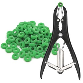 MUYIRTED Pig Castration Pliers Clamp Elastrator Castration Band (1 Animal Castration Pliers with and 200 Rubber Ring Rings) - Metal Pliers Kit