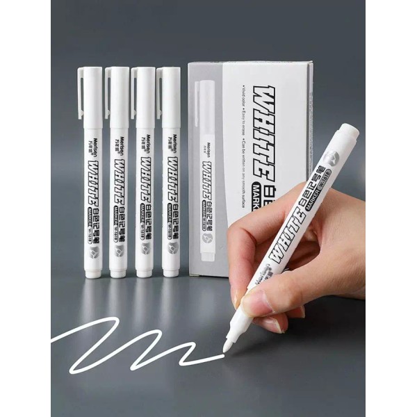 Unbranded 5pcs White Waterproof Permanent Marker Pens - Simple &