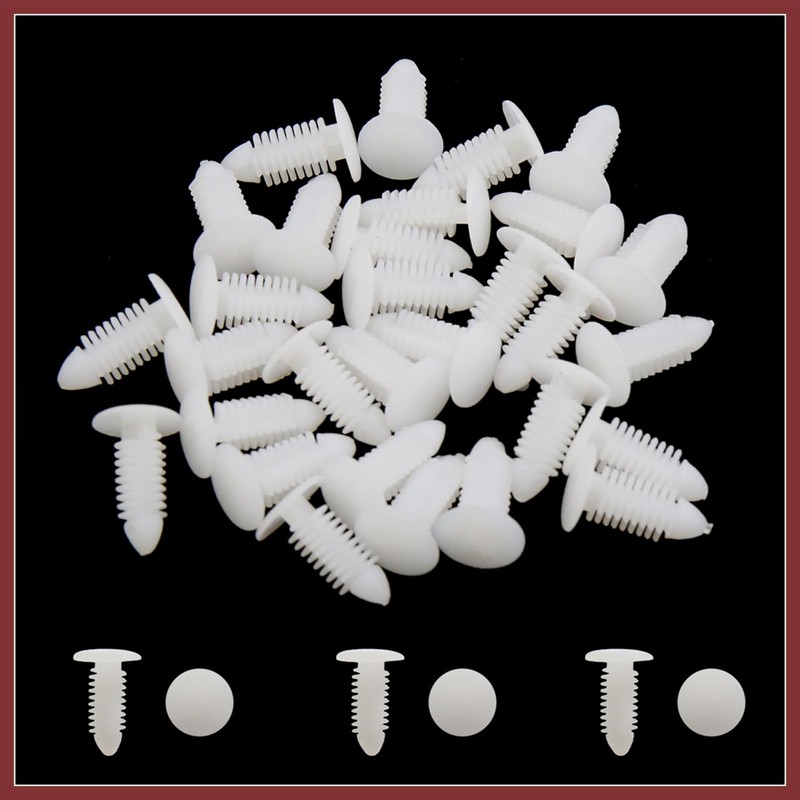 HEROFFIX 30Pcs White Plastic Rivets Splash Guard Fastener Push Type