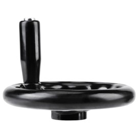 Hand Wheel 1 Piece 12 x 125 mm Black Round 3 Spoke Hand Wheel with Rotary Handle for Lathe Milling Machine
