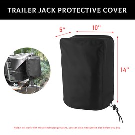Gasedin Electric Tongue Jack Cover, Waterproof 210D Oxford Fabric RV Trailer Jack Head Cover, Anti-UV Electric Jack Protective Cover for Camper Travel Trailer, Car Accessories (Black)