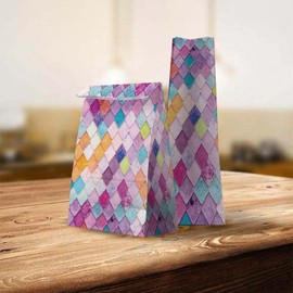 GELYIJIX Small Paper Gift Bags,Cute Bulk Gift Bags for Women,Men,Party,Holiday,Colorful Mosaic,12 PC