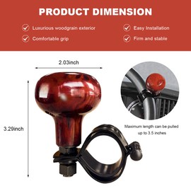 BWBWND Woodgrain Steering Wheel Spinner Knob, Smooth Turning Assist Grip Ball Driving Power Handle Spinner, Universal Steering Wheel Knob for Car Semi Truck Tractor Boat