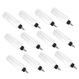 Baluue 12Pcs Transparent Squeeze Dispensing Bottles with Pointed Caps Liquid Containers for Hair Coloring Sauces and Crafts Durable and Reusable Scale Bottles