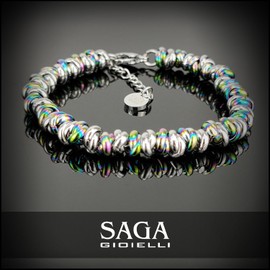 SAGA GIOIELLI - Women's Braided Steel Bracelet, Jewellery Women's Bracelets, 18 centimetres, Stainless Steel