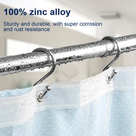 Gidse Metal Shower Curtain Hooks, Set of 12, Rust Proof Shower Curtain Hooks Rings, Durable S Shaped Hooks Hangers for Shower Curtains, Kitchen Utensils, Clothes, Towels (Chrome)