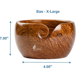 INTAJ Home Decor Knitting Yarn Bowls for Yarn, Wooden Knitting Bowl for Crochet Handcrafted Rosewood Yarn Crochet Bowl, Perfect Yarn Holder for Knitting and Crocheting