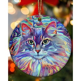 Cat Gifts for Cat Lovers Christmas Ornaments Stocking Stuffers Women Keepasake Xmas Tree Decor