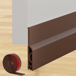 Under Door Draft Stopper, Self-Adhesive Door Sweep for Bottom of Door, Weather Stripping Doors Seal Soundproofing Insulation Strip, Doors Bottom Gap Blocker for Exterior/Interior (39Inch, Brown)
