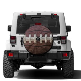 Delerain Spare Tire Cover with Backup Camera Hole Football Laces Wheel Covers Waterproof Dust-Proof UV Sun Universal Fit for RV Trailer RV SUV Truck (17 Inch for Diameter 31"-33")
