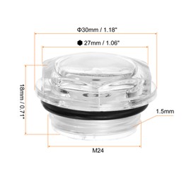 sourcing map 4pcs Air Compressor Oil Sight Glass M24 x 1.5mm Male Liquid Level Gauge Plastic Hex Head Oil Indicator Window with O-Ring for Air Compressor Fittings Gearbox Tanks, Transparent