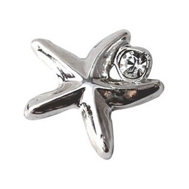 プリティーネイル ネイルアートパーツ ヒトデ シルバー×クリスタル 2個