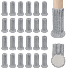 Non-Slip Furniture Shoes, Pack of 24 Chair Leg Protectors, Chair Leg Caps, Chair Leg Socks, Furniture Socks for Furniture, Table, Floor Protection, Avoid Scratches, Noise (Grey)
