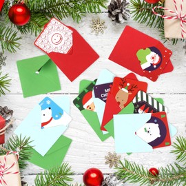 Naler 24 Pack Mini Christmas Greeting Cards & Envelopes Merry Christmas Greeting Cards Blank Note Cards Xmas Card with Envelopes, 2.7 x 2.7 Inches