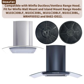 WRHF003S2 Carbon Filter Replacement Sets Compatible with Winflo 30 Inch Convertible Stainless Steel Tempered Glass Wall Mount Range Hood BA82-OD22 (2 Sets)