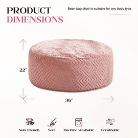 Hobestluk Bean Bag Chairs Adults Beanbag Chair with Filler Large Bean Bags with Fluffy Embossed Cover, Giant Bean Bag Chairs for Adults (Pink, 3FT - 36” x 36” x 22”)