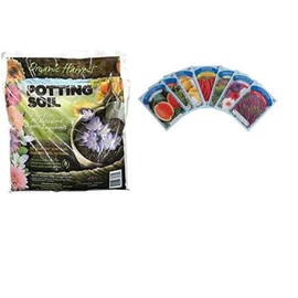 TDST Bundle of Organic Harvest Potting Mix Soil for Vegetables, Herbs and Flowers, 4 QT (2 Bags) Bulk Seeds for Planting (10 Packs) Large Indoor Outdoor Plants for Kids Bonus TDST Pip Starter Kit