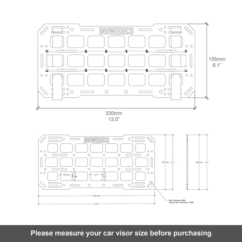 INGWEDECO ABS Rigid Molle Visor Panel Organizer - Universal Tactical