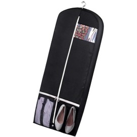 Garment bag for Hanging Clothes and Travel- Breathable Black Suit Bags With Two Mesh Pockets for Men & Women - Ideal Wedding Dress Garment Bag Storage with Carry Handle, Suit Bags for Closet Storage