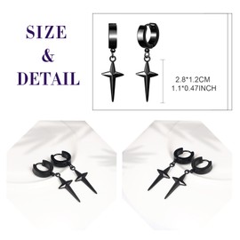 feilok Stainless Steel Earring for Men Ear Piercing Stud Earrings for Women Ladies Earrings Silver Ear Helix Cartilage with Pendant Square, Stainless Steel