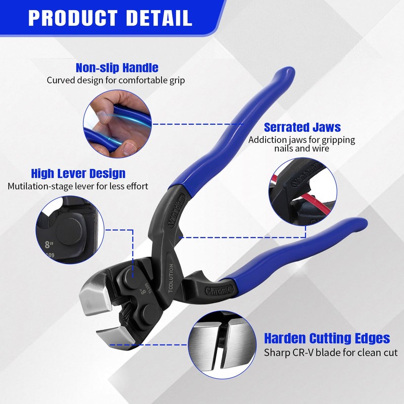 TOOLUTION 8 Inch End Cutting Plier Nail Puller Pliers