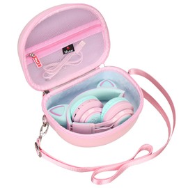 Mchoi Hard Case Suitable for Riwbox CT-7 Pink/for Jack CT-7S Cat Green 3.5mm/ for iClever IC-HS01 Bluetooth Wireless Over-Ear Headphones Headset for Kids Travel Protective Case, Pale Pink, Case Only