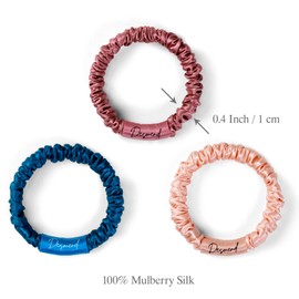 Desmend silk scrunchies silk hair ties soft feel hold hair perfectly good for fine hair 3 pcs creamy apricot ocean blue dusty rose
